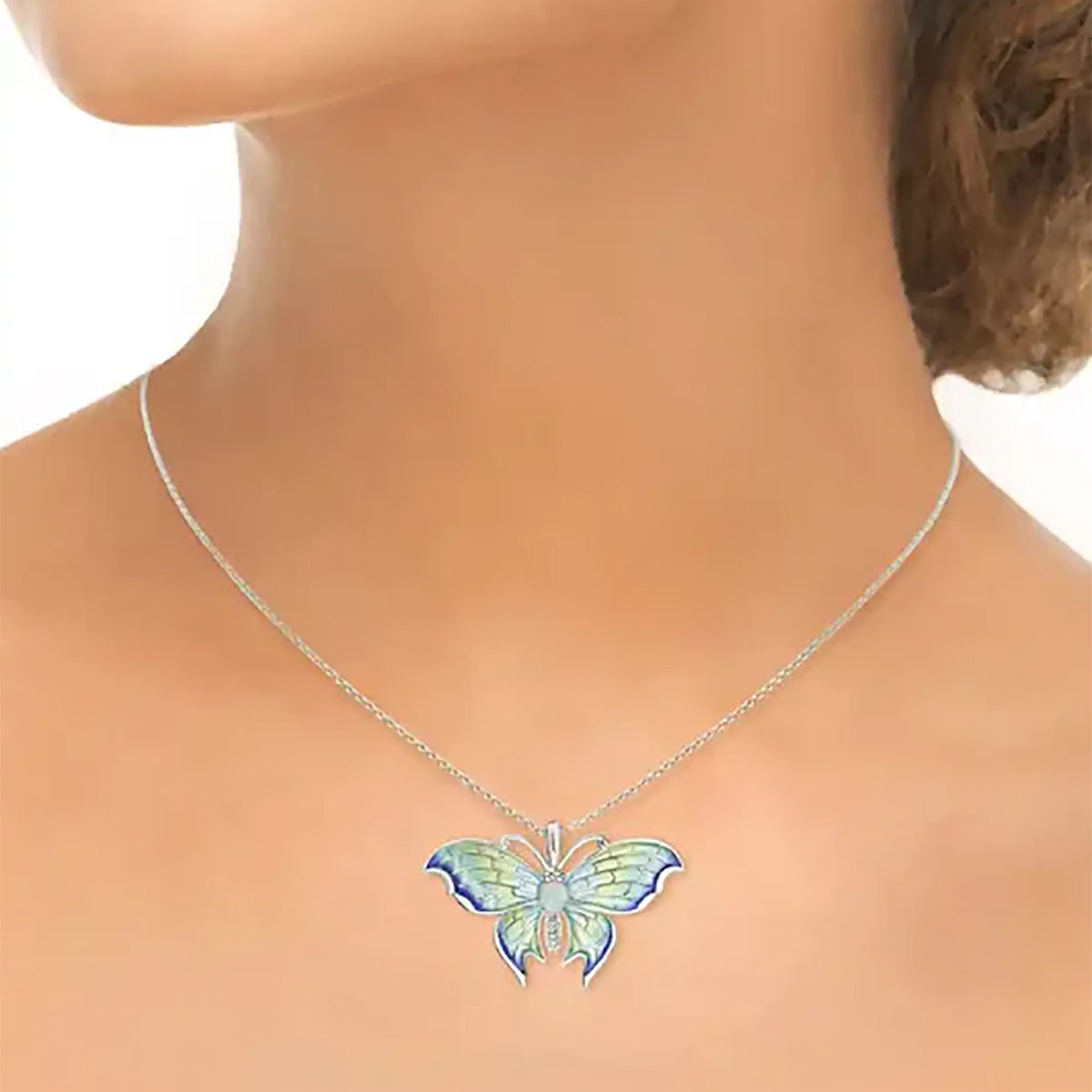 Nicole Barr Butterfly Plique-a-Jour Opal Necklace