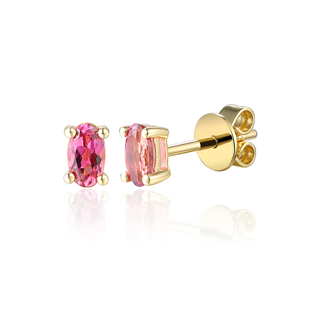 9ct Yellow Gold Pink Tourmaline Stud Earrings