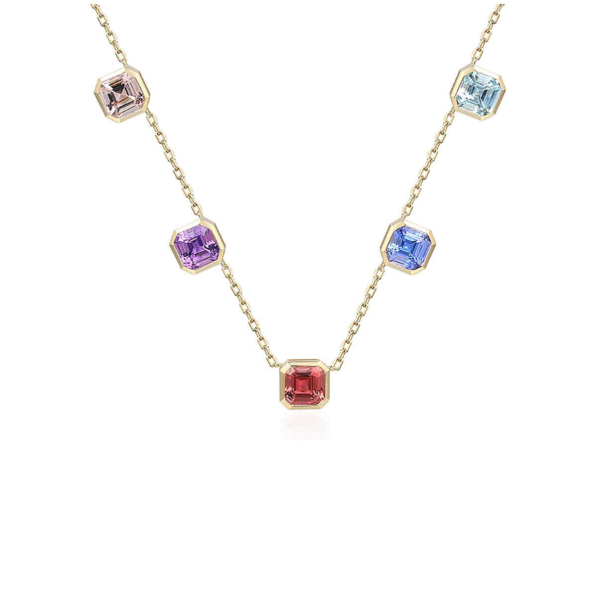 9ct Yellow Gold Multi Gem Necklace
