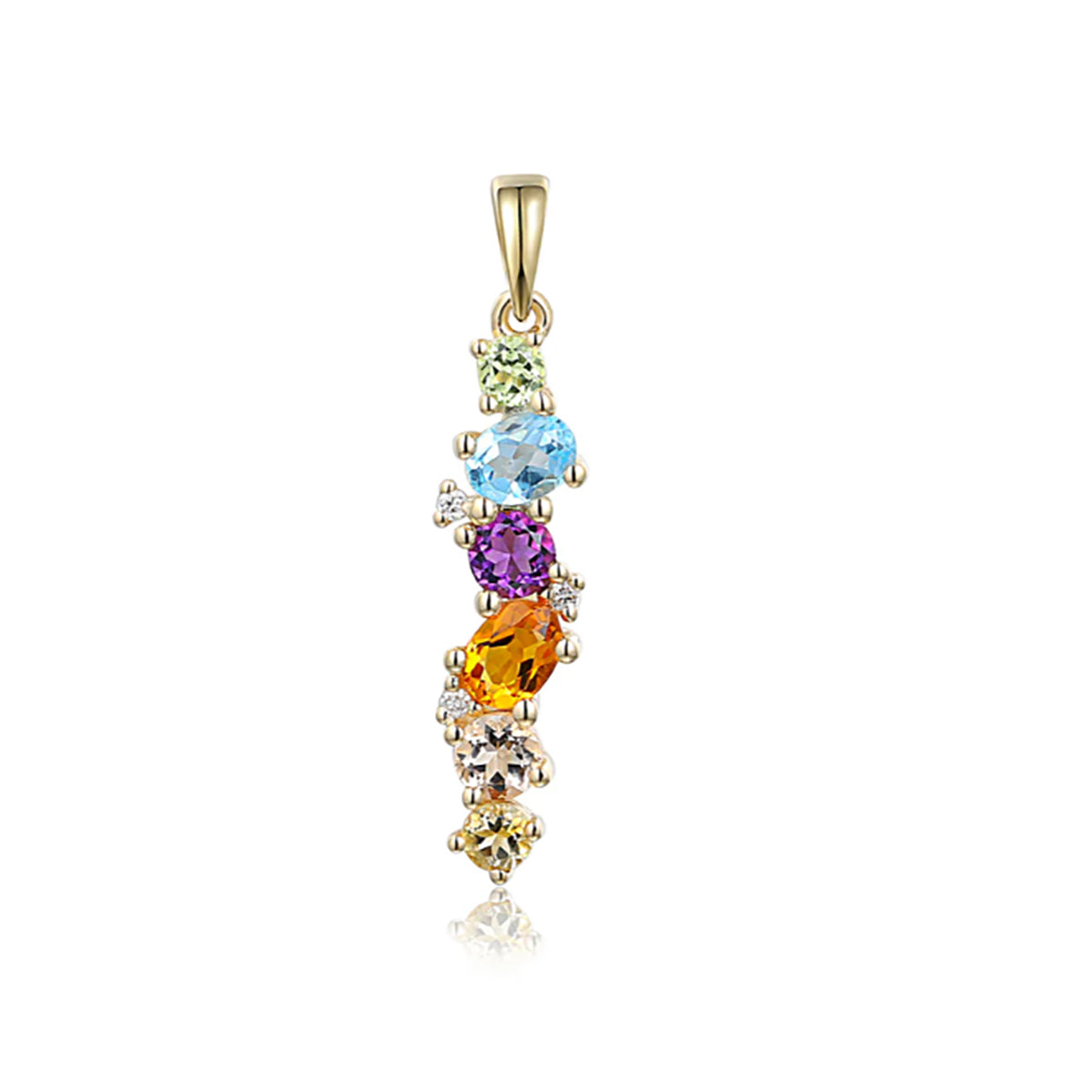 9ct Yellow Gold Multi Gem Pendant Necklace