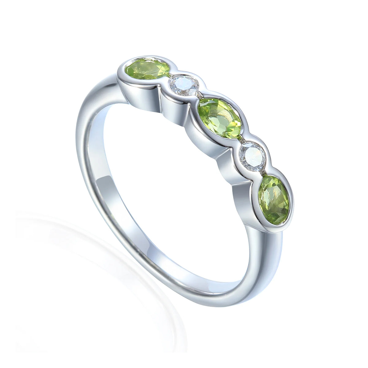 9ct White Gold Peridot & Diamond Eternity Ring