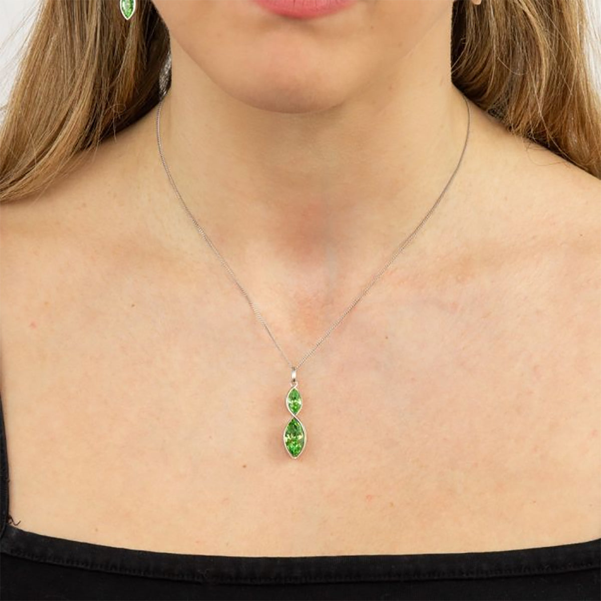 Fiorelli Navette Peridot Crystal Twist Pendant