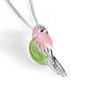 Sterling Silver Pink and Green Parrot Necklace