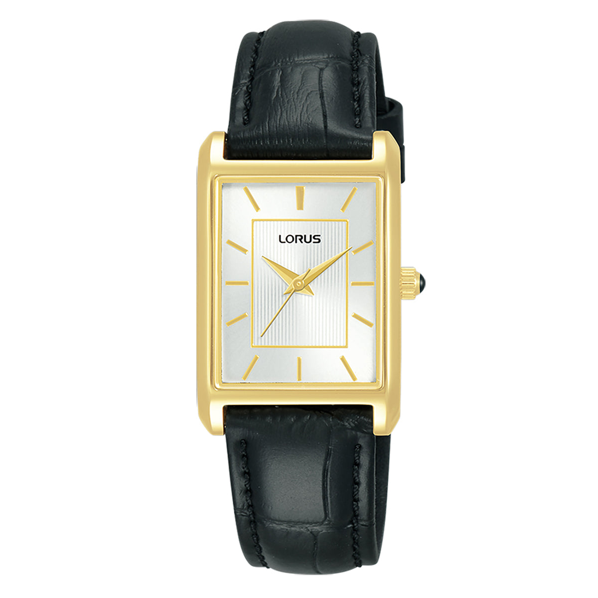 Lorus Ladies Gold Tone & Black Leather 'Angular Elegance' Watch RG290VX9