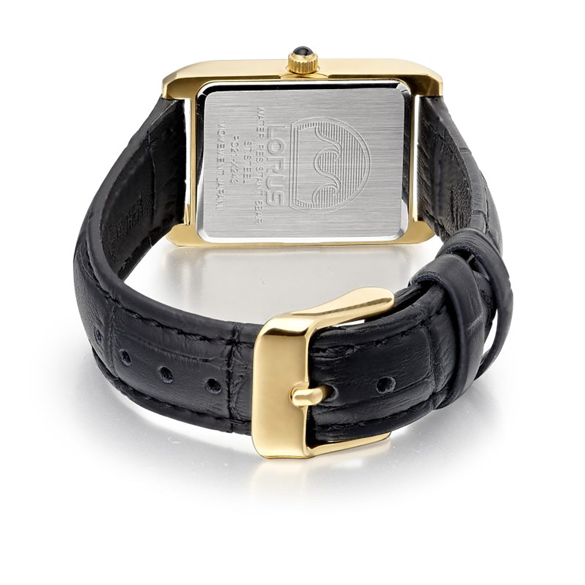 Lorus Ladies Gold Tone & Black Leather 'Angular Elegance' Watch RG290VX9