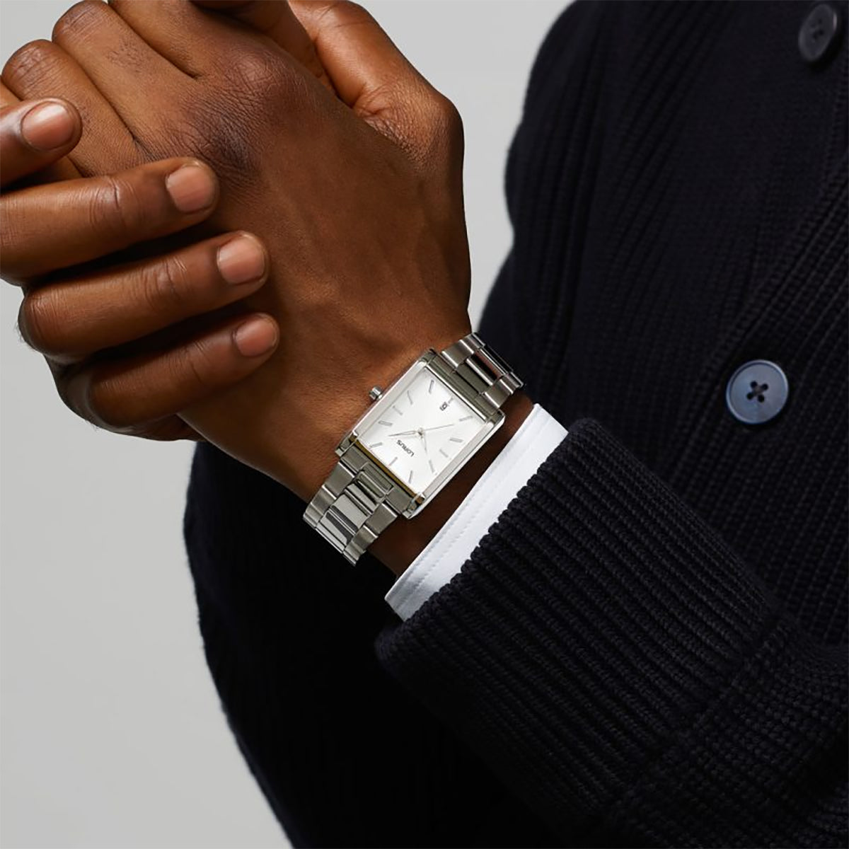 Lorus Men's Silver Tone Rectangle Watch RH937RX9