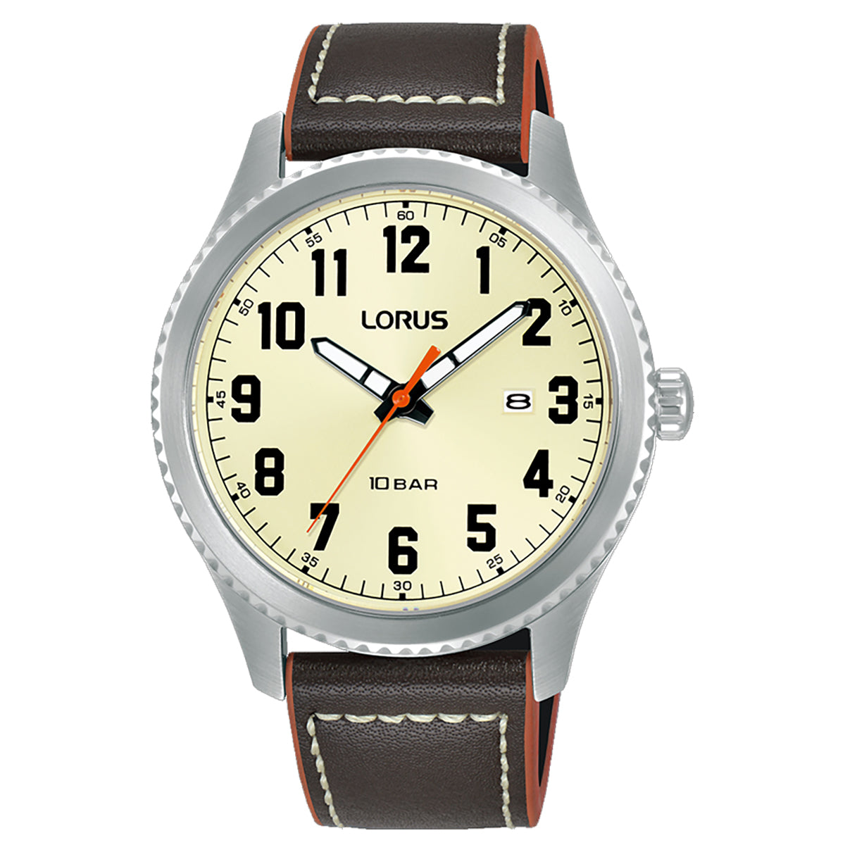 Lorus Men's Champagne Sunray Dial & Leather Strap Watch RH987RX9