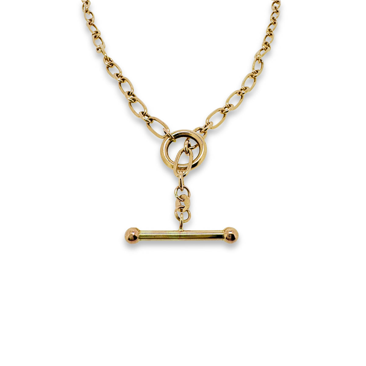 Secondhand 9ct Yellow Gold Figaro Chain with T-Bar Necklace