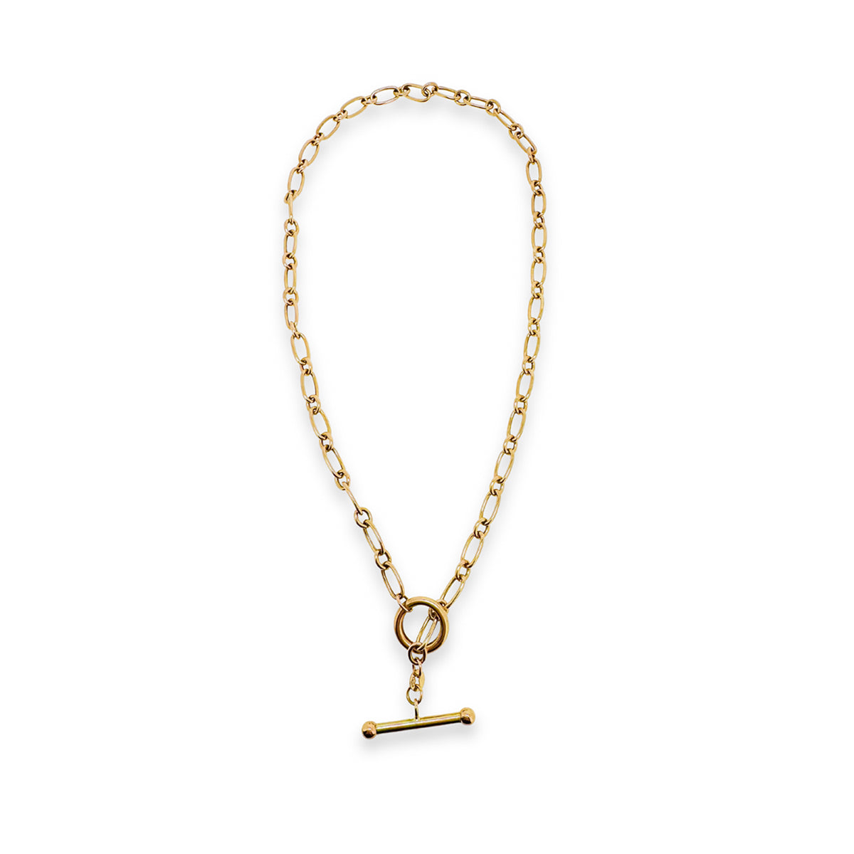 Secondhand 9ct Yellow Gold Figaro Chain with T-Bar Necklace