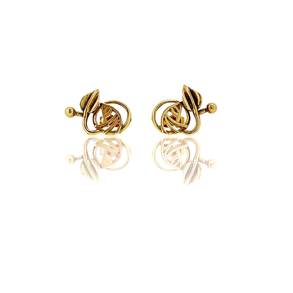 Secondhand 9ct Yellow Gold Rennie Mackintosh Stud Earrings