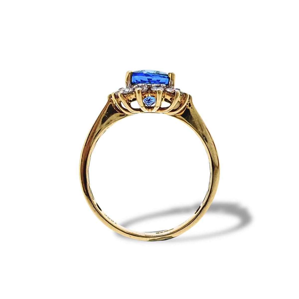 Secondhand 18ct Yellow Gold Tanzanite & Diamond Cluster Ring