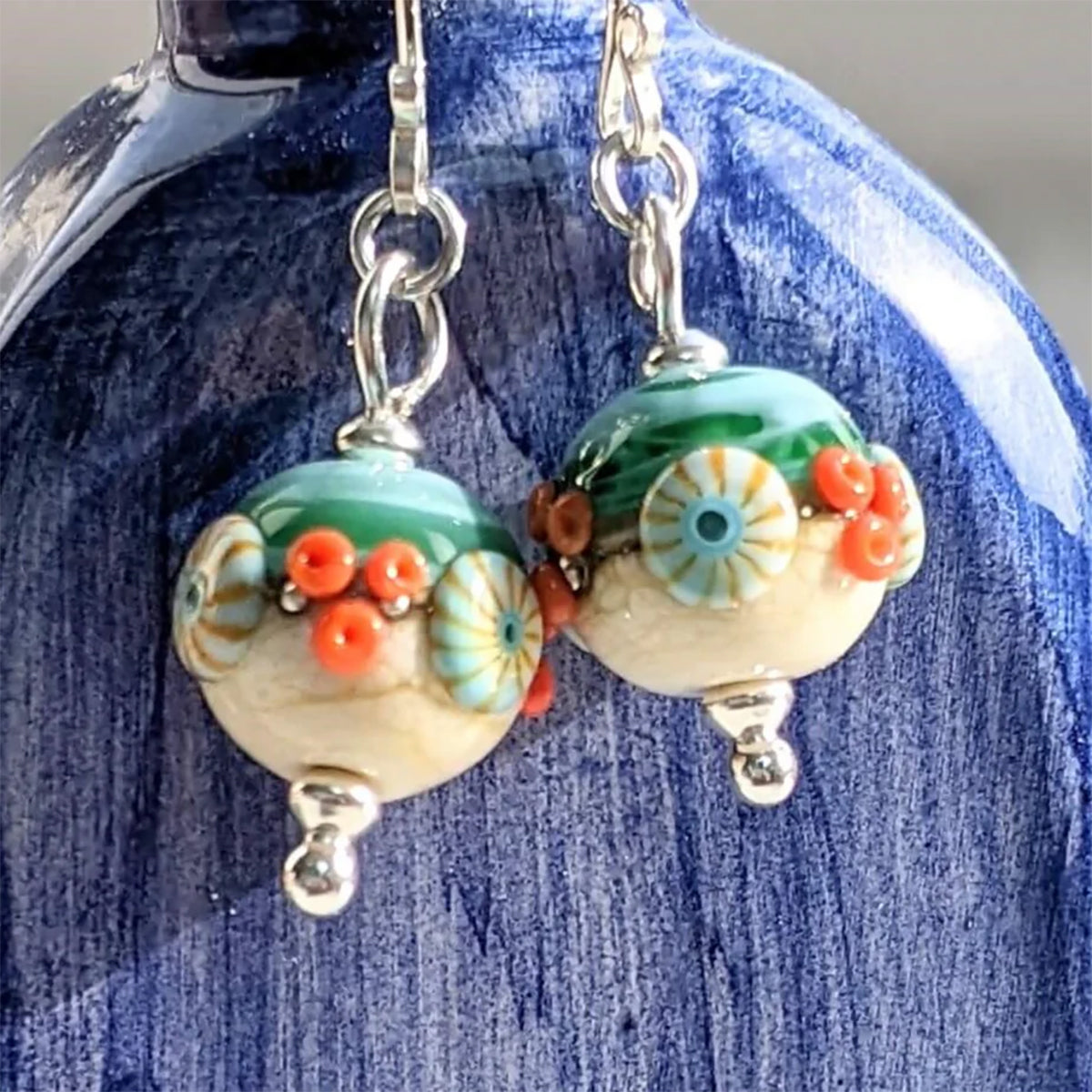 Beach Art Glass - Sand & Sea Drop Earrings