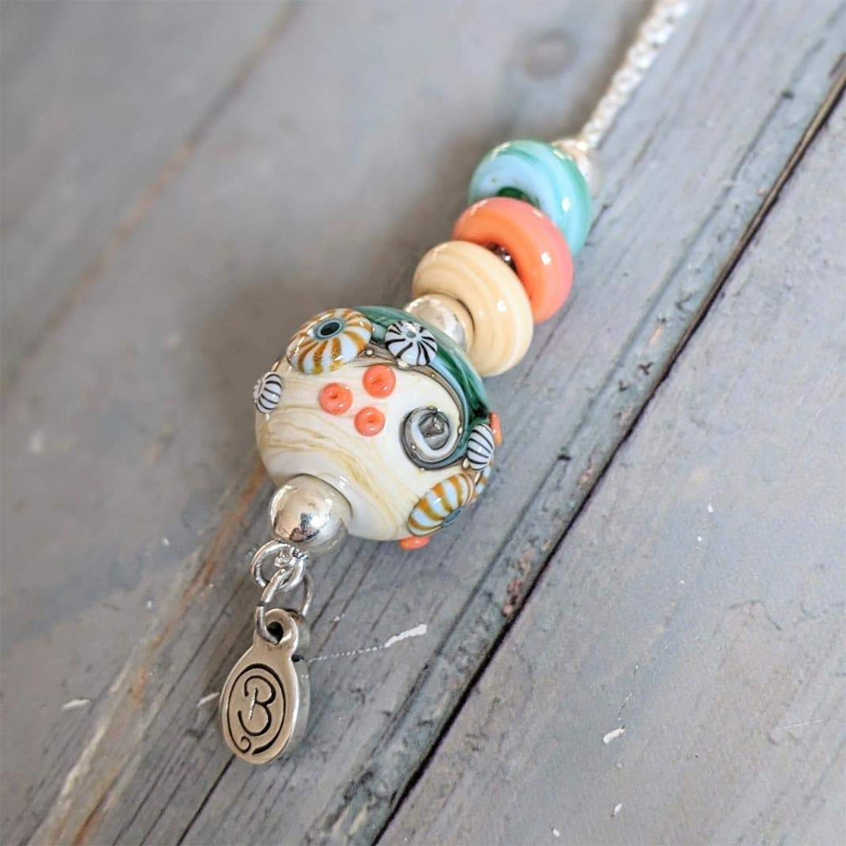 Beach Art Glass - Sand & Sea Beach Ball Necklace