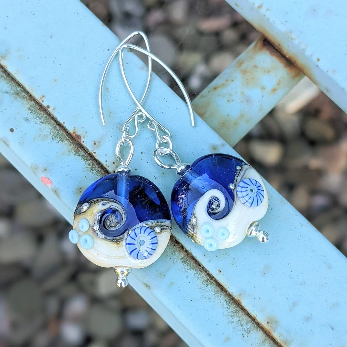 Beach Art Glass - Beyond the Sea Drop Earrings