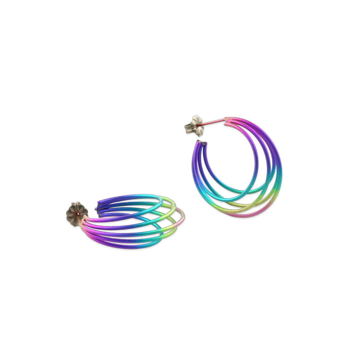 Titanium Multi Wire Rainbow Hoop Earrings