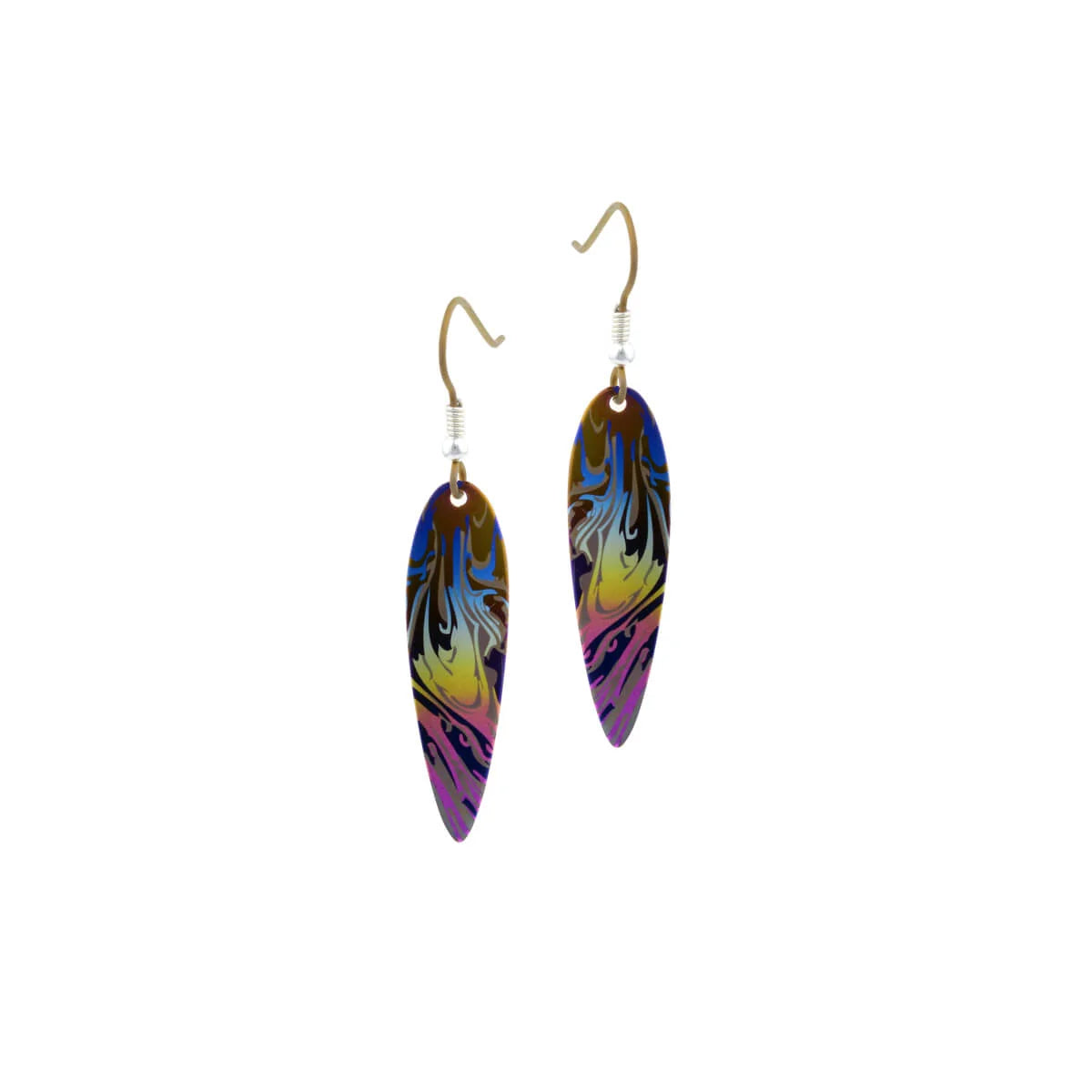 Titanium Multicoloured Swirl Drop Earrings