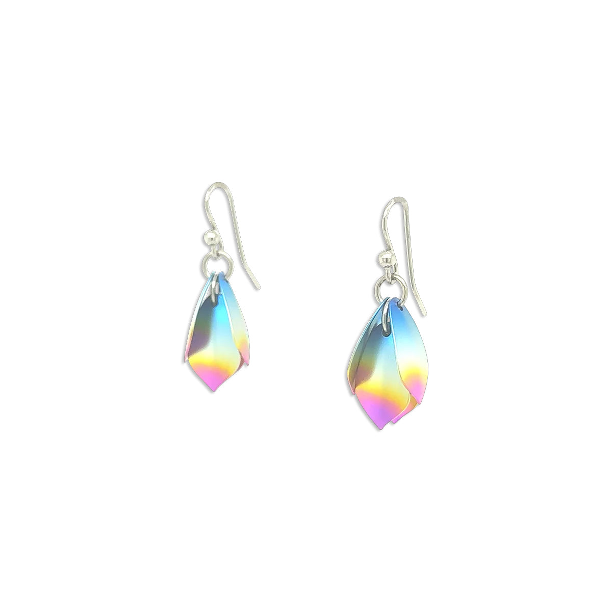 Titanium Small Rainbow Wolf of the Woods Drop Earrings