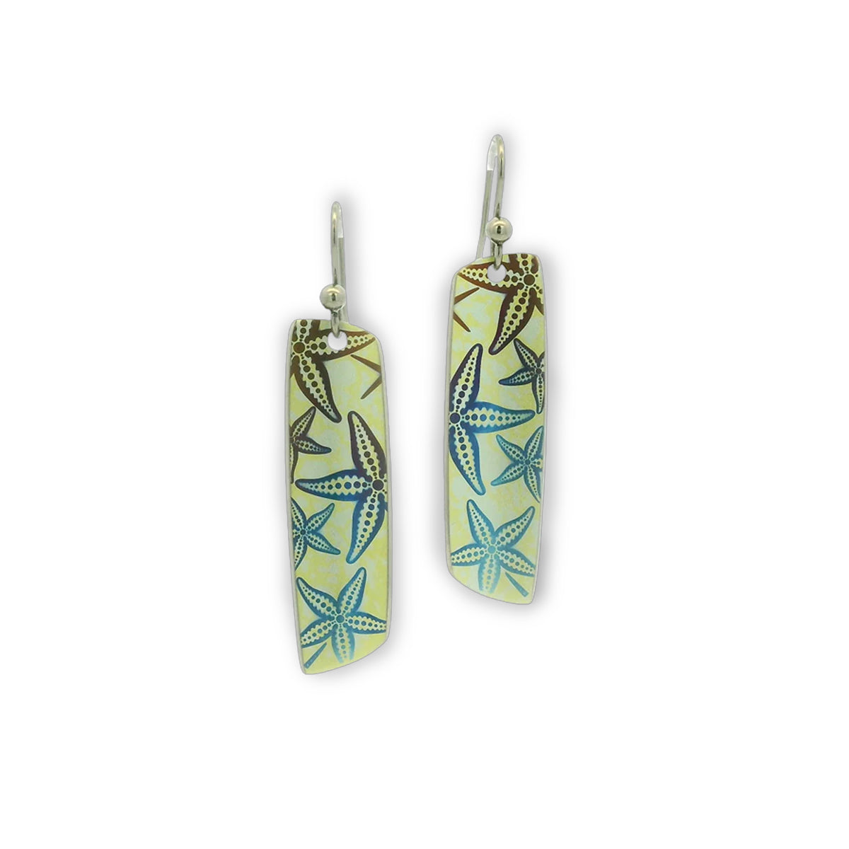 Titanium Yellow Starfish Drop Earrings