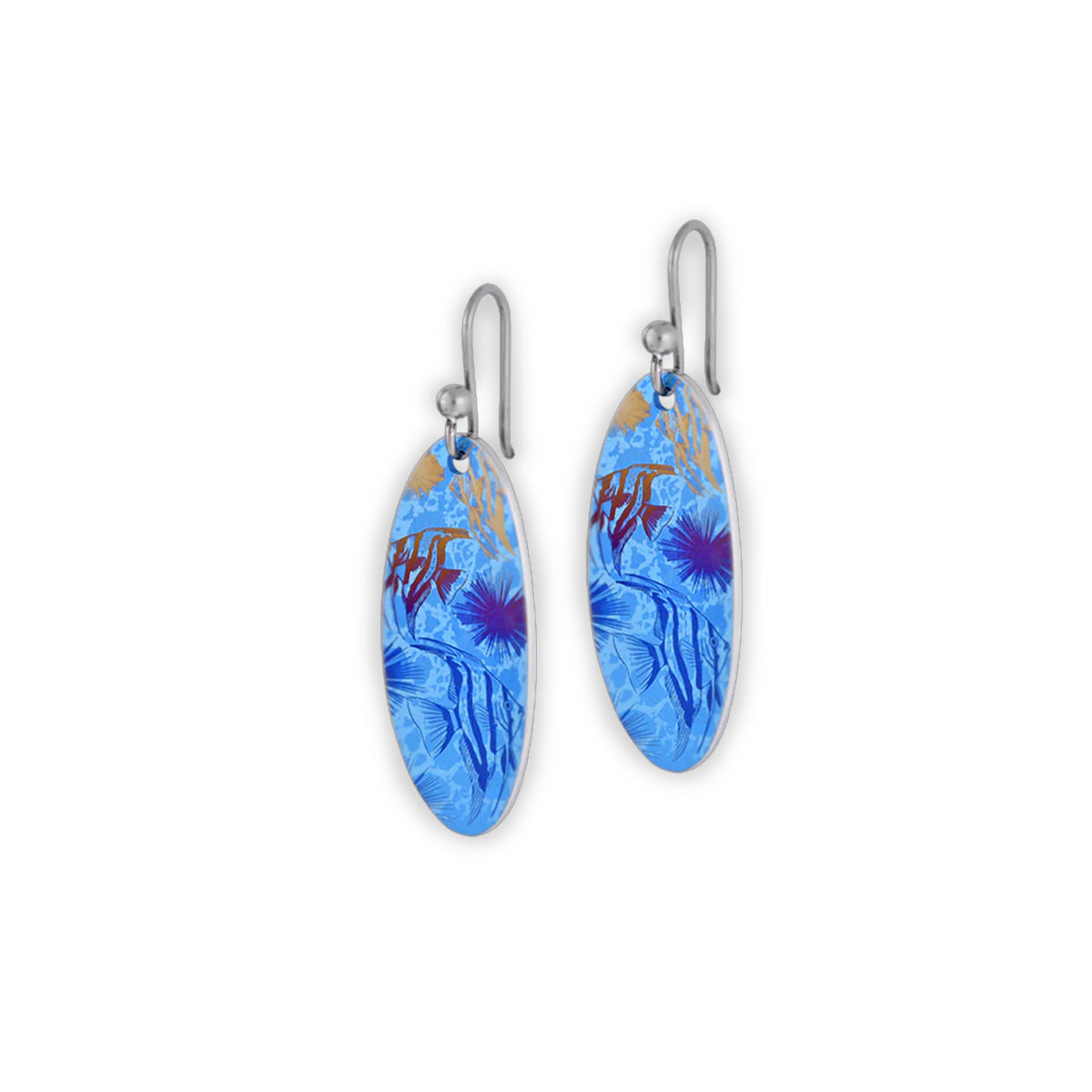 Titanium Blue Angelfish Drop Earrings