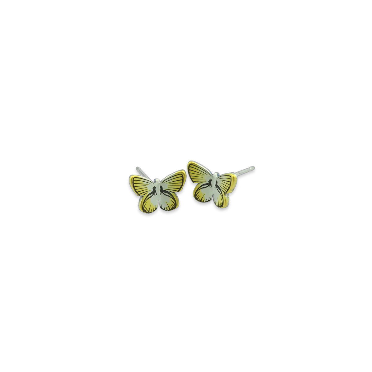 Titanium Small Yellow Butterfly Stud Earrings