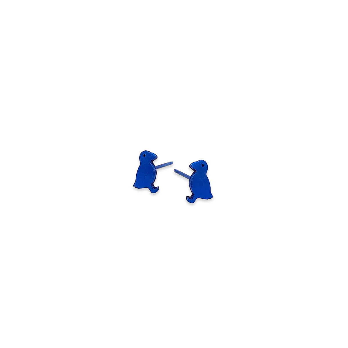 Titanium Small Dark Blue Puffin Stud earrings