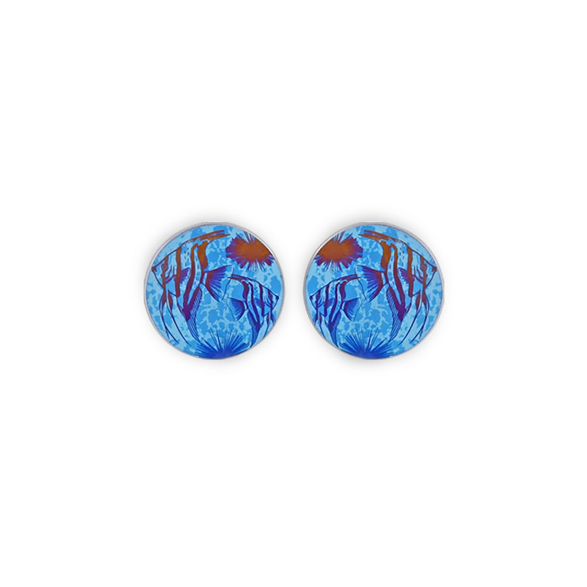 Titanium Large Blue Angelfish Stud Earrings