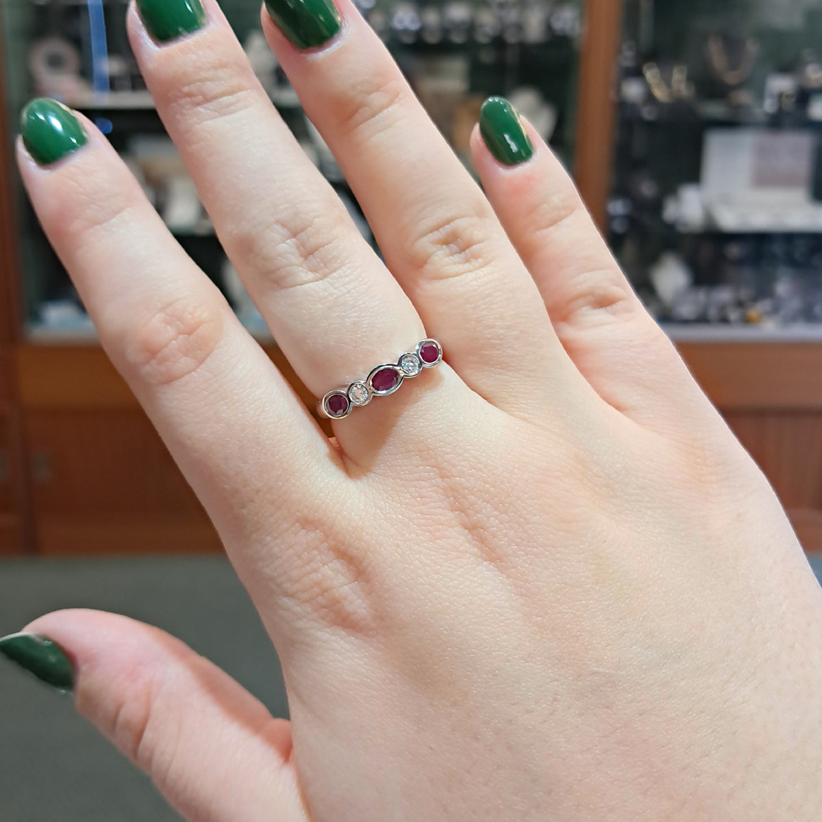 18ct White Gold Ruby & Diamond Eternity Ring
