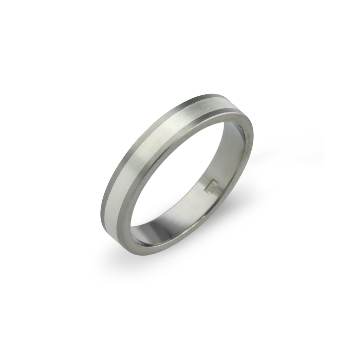 Titanium & Sterling Silver 4mm Flat Aurora Ring