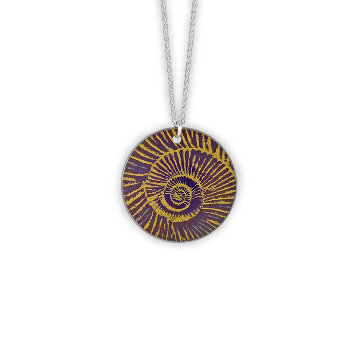 Titanium Yellow & Purple Ammonite Pendant Necklace