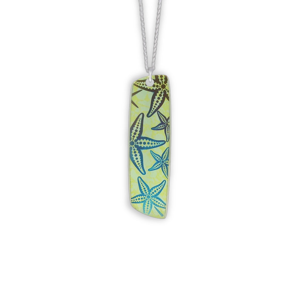 Titanium Yellow & Blue Starfish Pendant Necklace