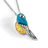 Sterling Silver Turquoise and Amber Parrot Necklace