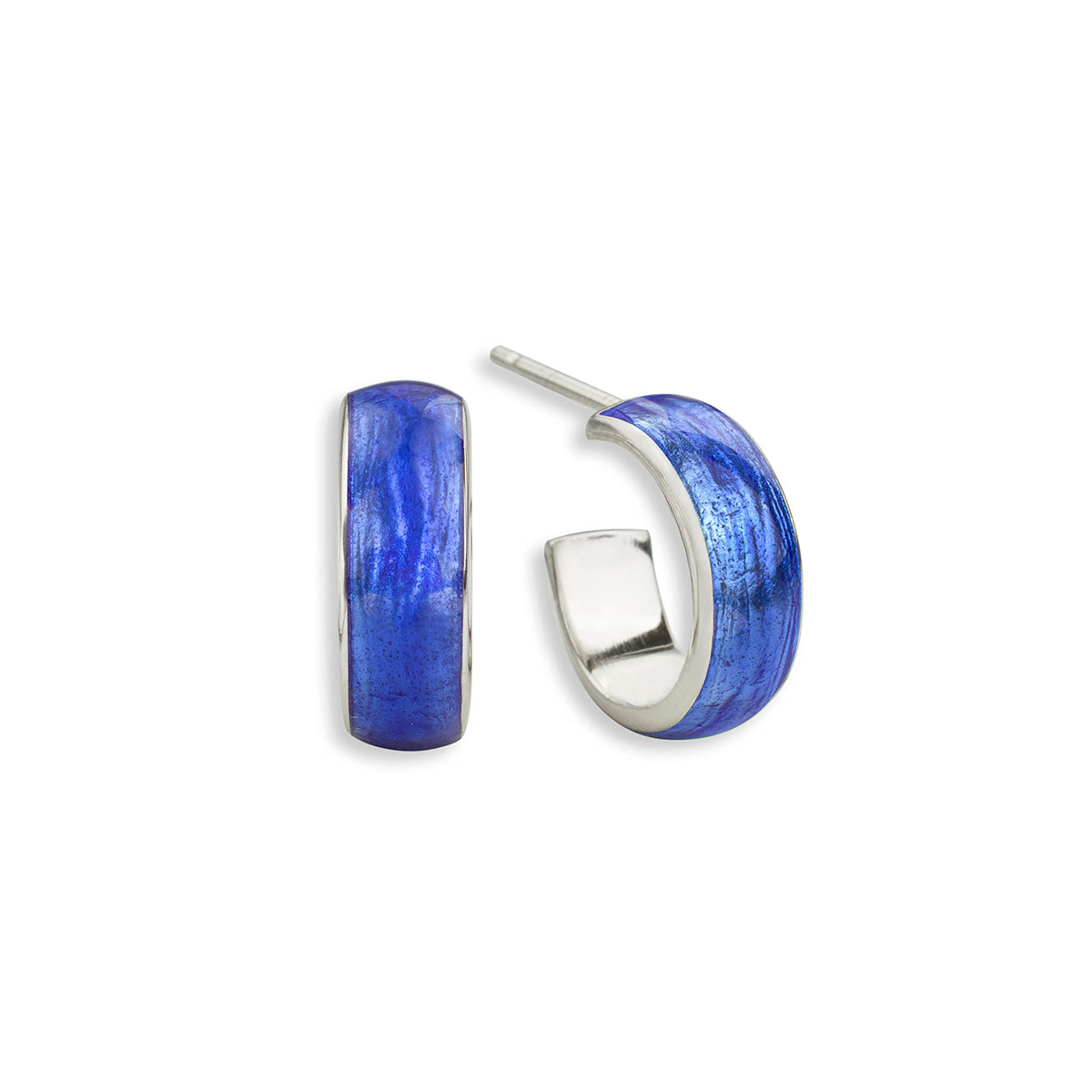 Nicole Barr Blue Enamel Post Hoop Earrings