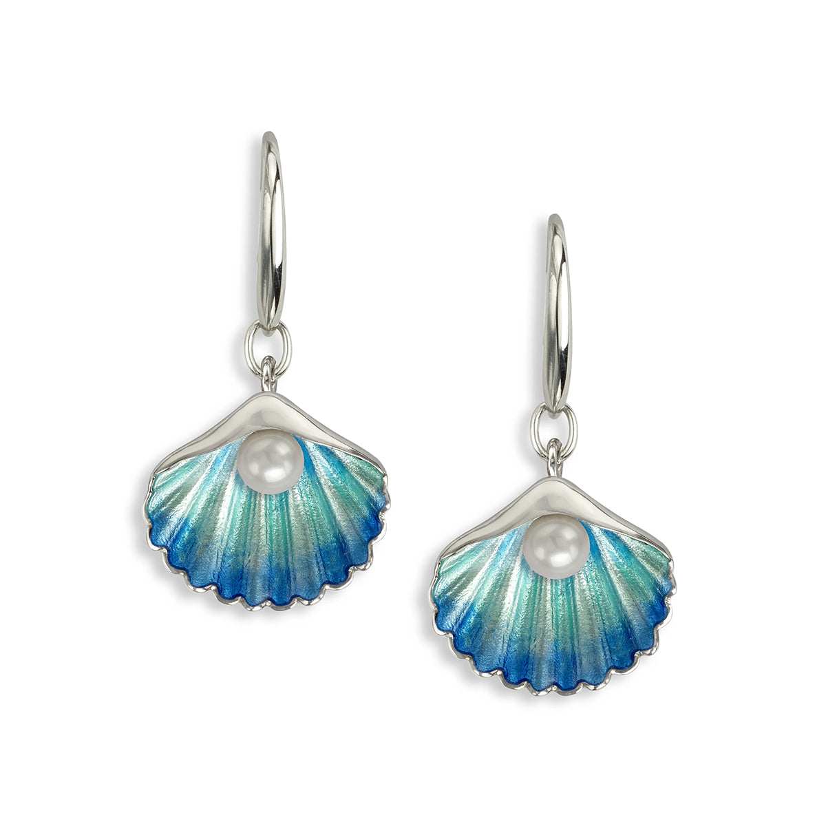 Nicole Barr Enamel & Pearl Shell Drop Earrings