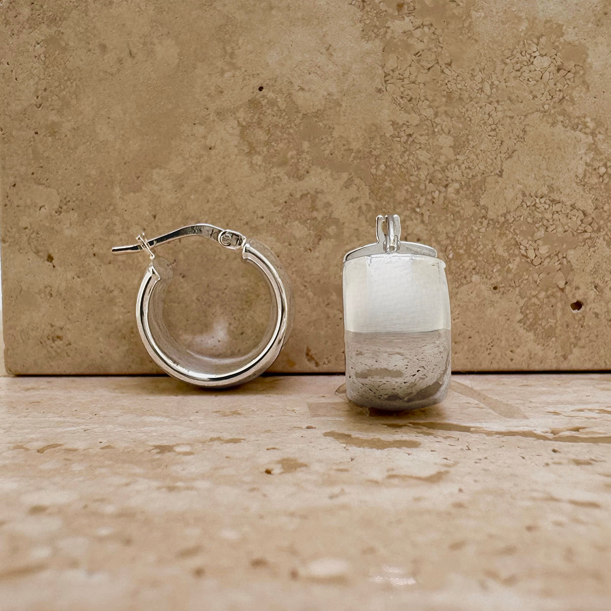 Sterling Silver Wide Small Hoop Earrings