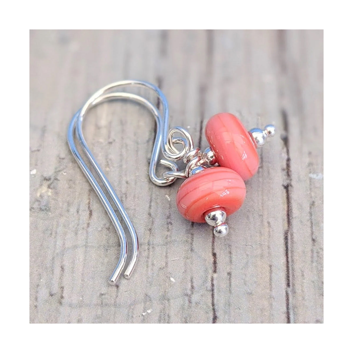 Beach Art Glass Coral Tiny Bead Earrings