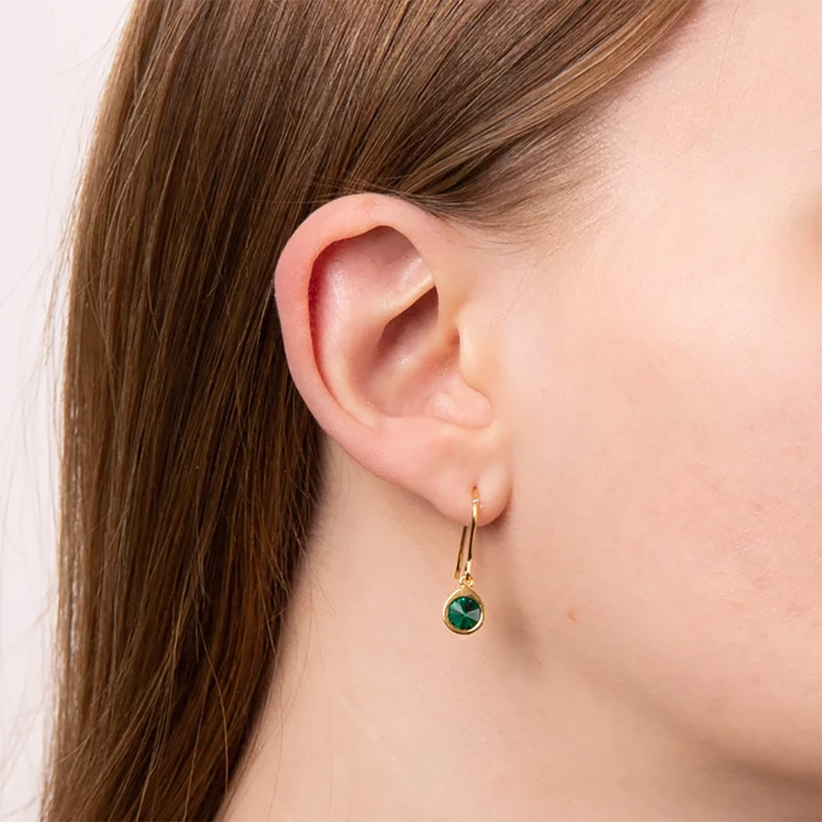 Sterling Silver & Gold Plated Green Crystal Drop Earrings
