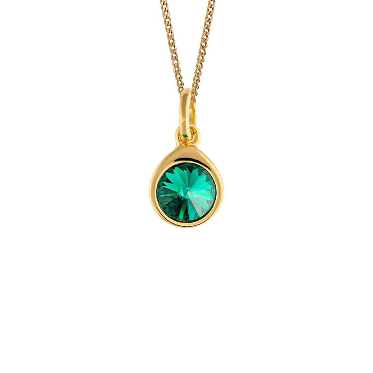 Sterling Silver & Gold Plated Green Crystal Pendant Necklace