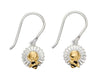 Sterling Silver Daisy and Bee Drop Earrings
