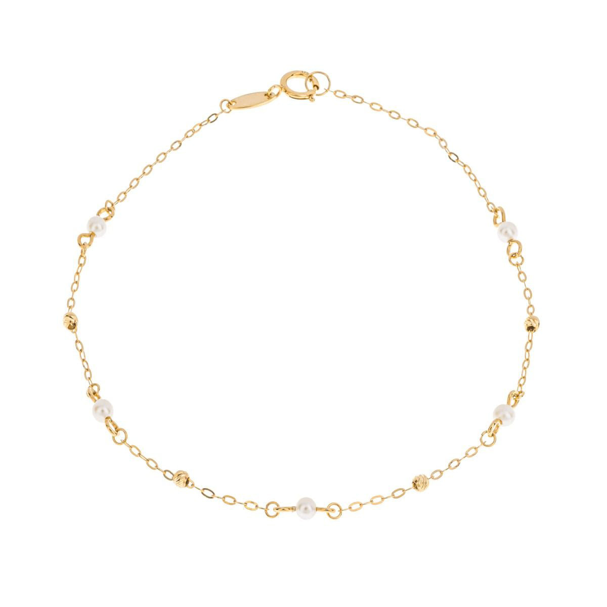 9ct Yellow Gold Pearl Station Bracelet