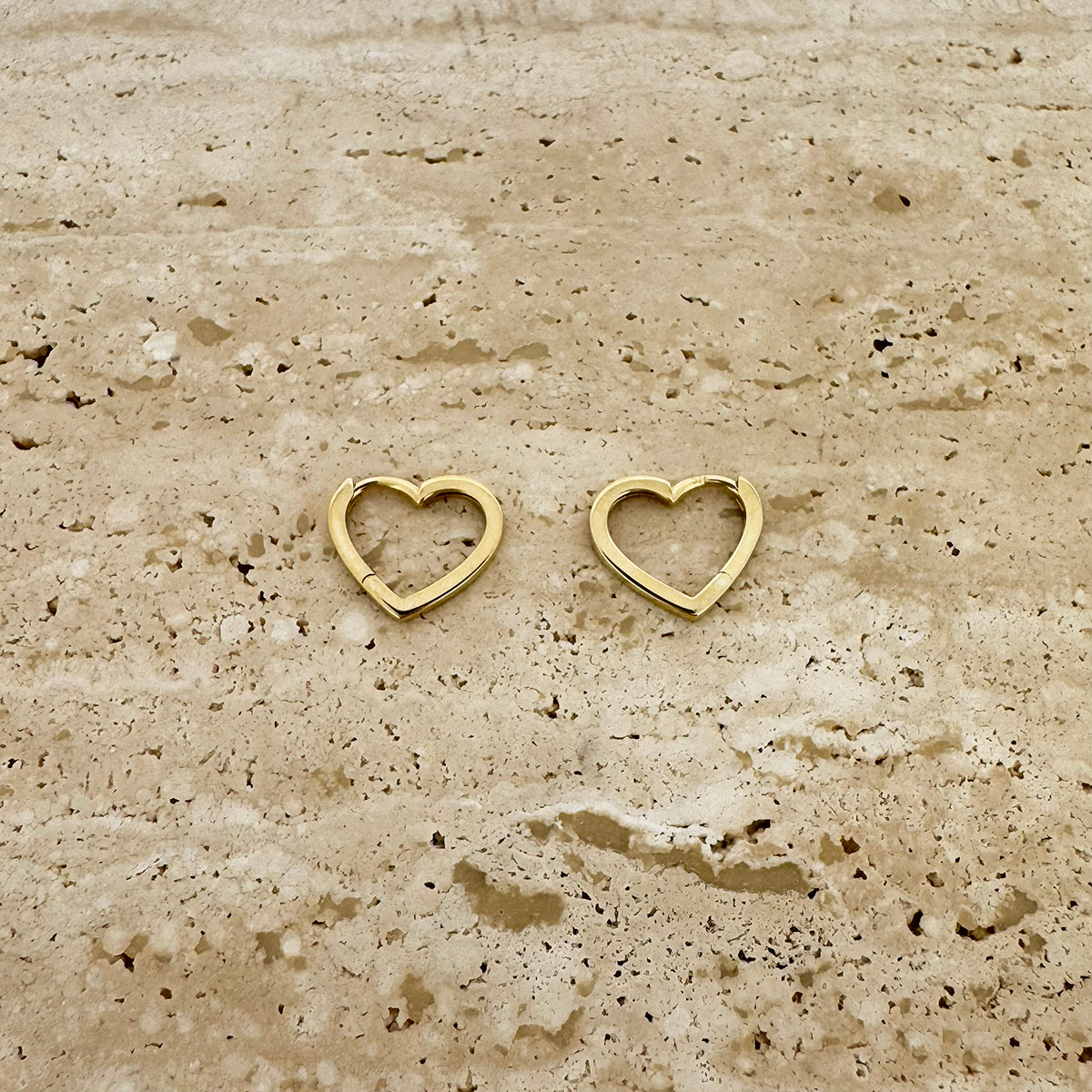 9ct Yellow Gold Hinged Heart Hoop Earrings
