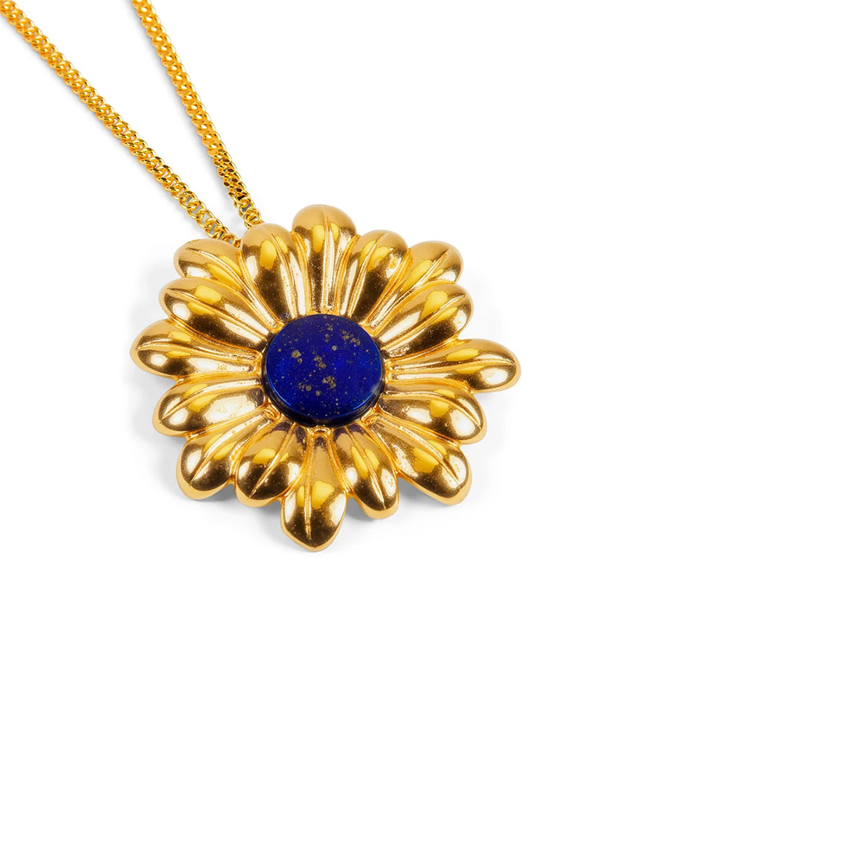 Sterling Silver & Gold Plated Lapis Lazuli set Daisy Pendant Necklace