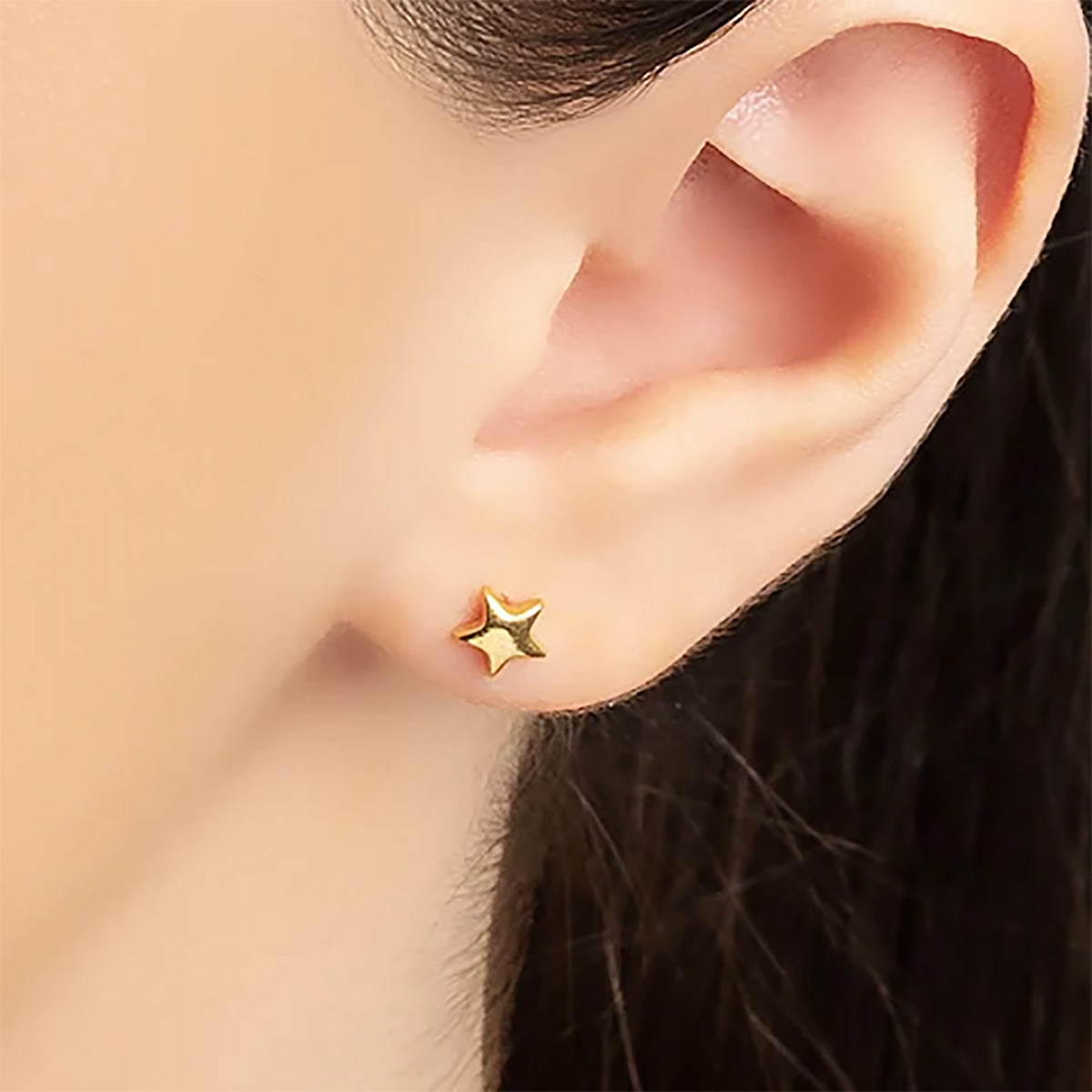 Sterling Silver & Gold Plated Star Stud Earrings