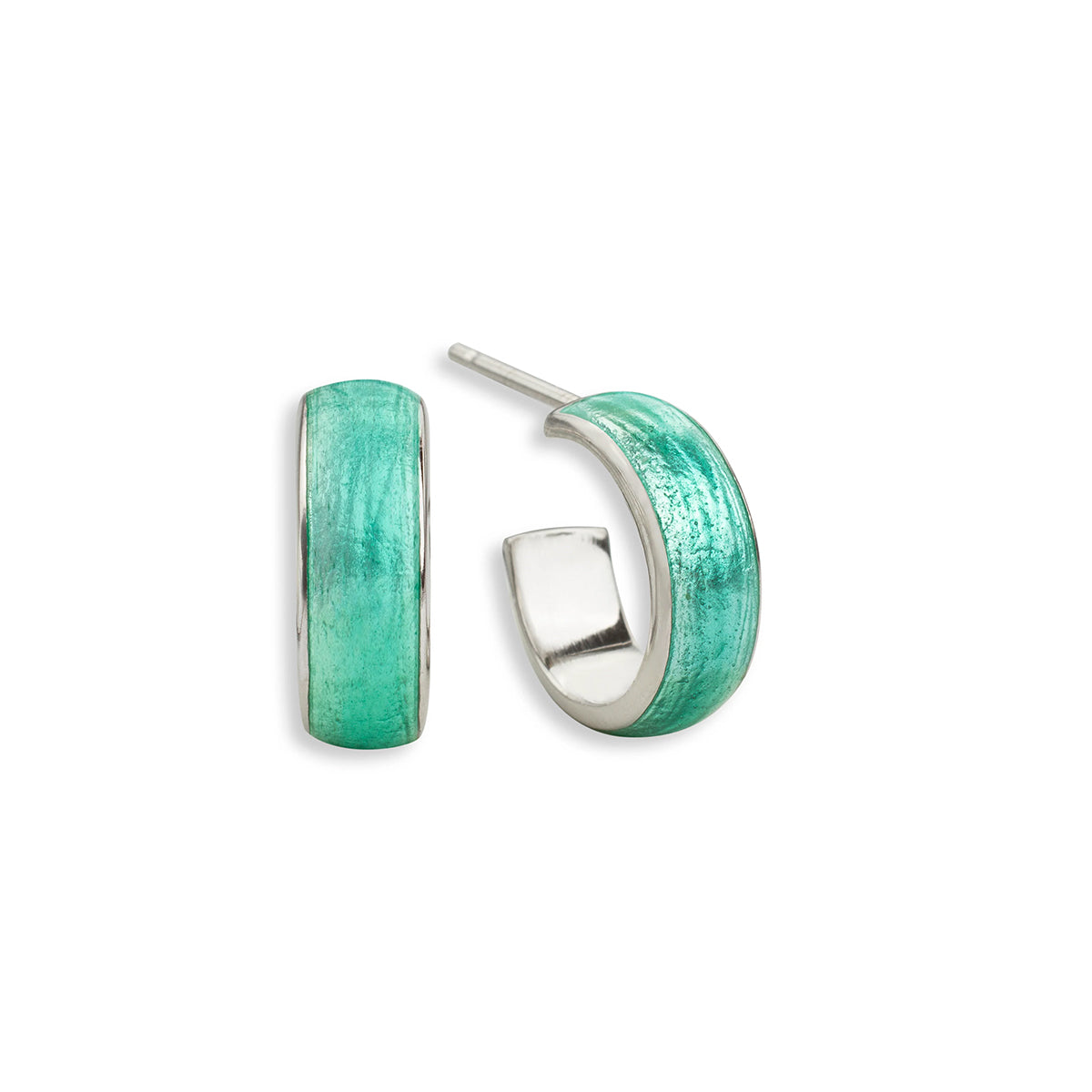 Nicole Barr Green Enamel Post Hoop Earrings