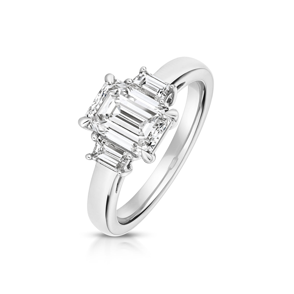 18ct White Gold Lab Grown Diamond Trilogy Ring 2.46ct