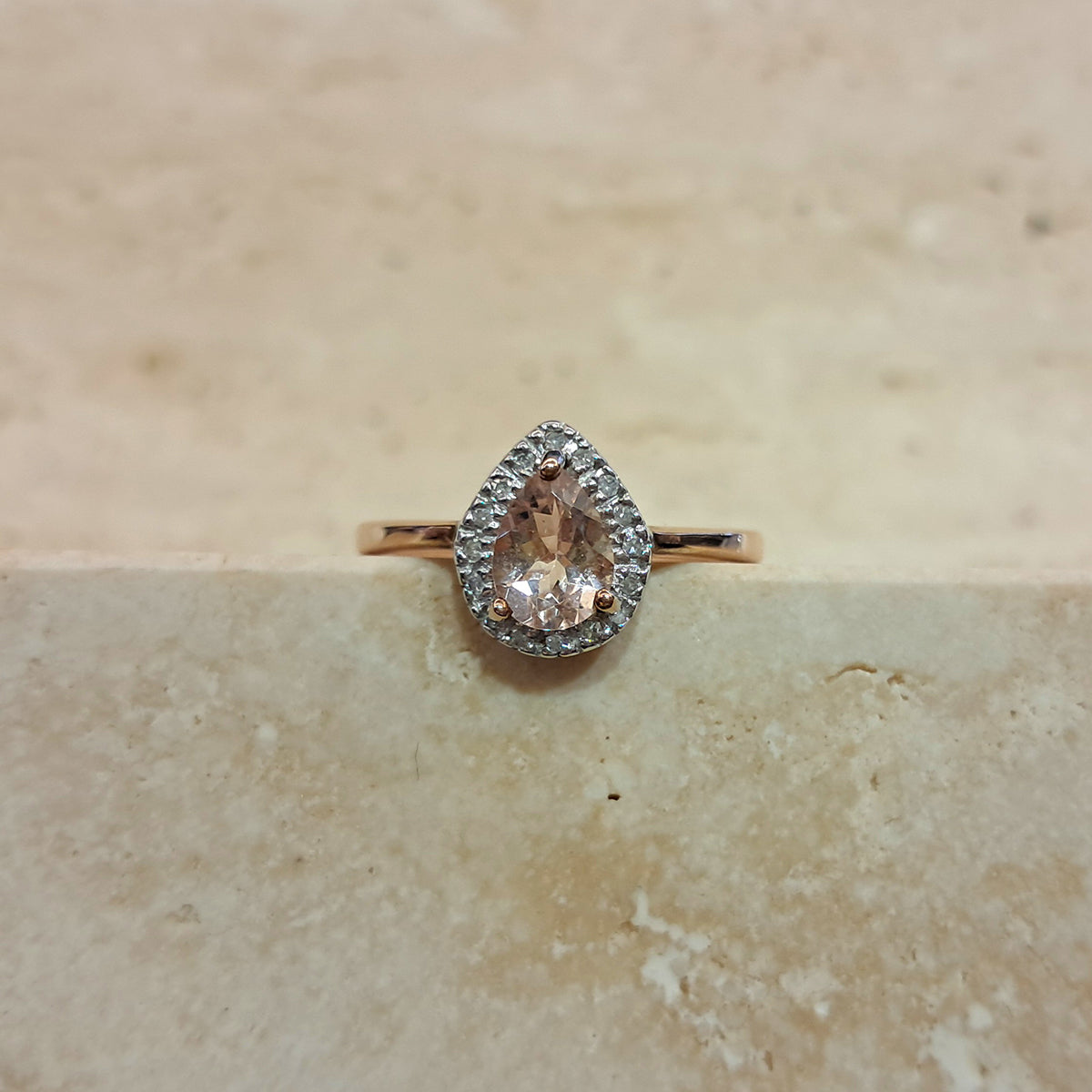 9ct Rose Gold Morganite & Diamond Cluster Ring