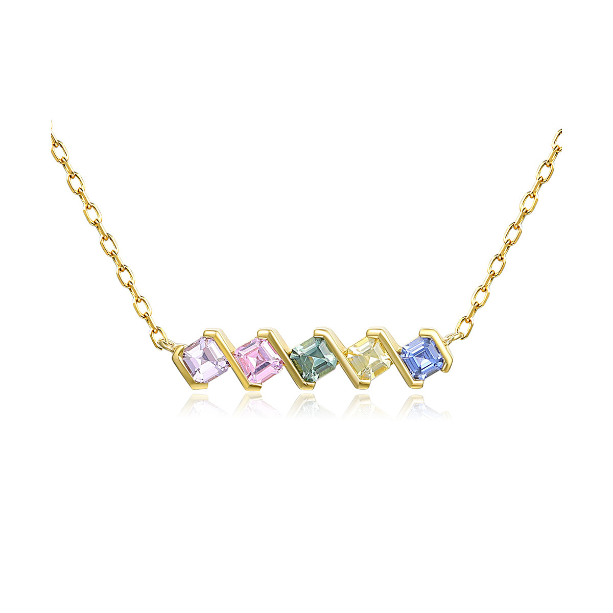 18ct Yellow Gold Multicoloured Sapphire Necklace