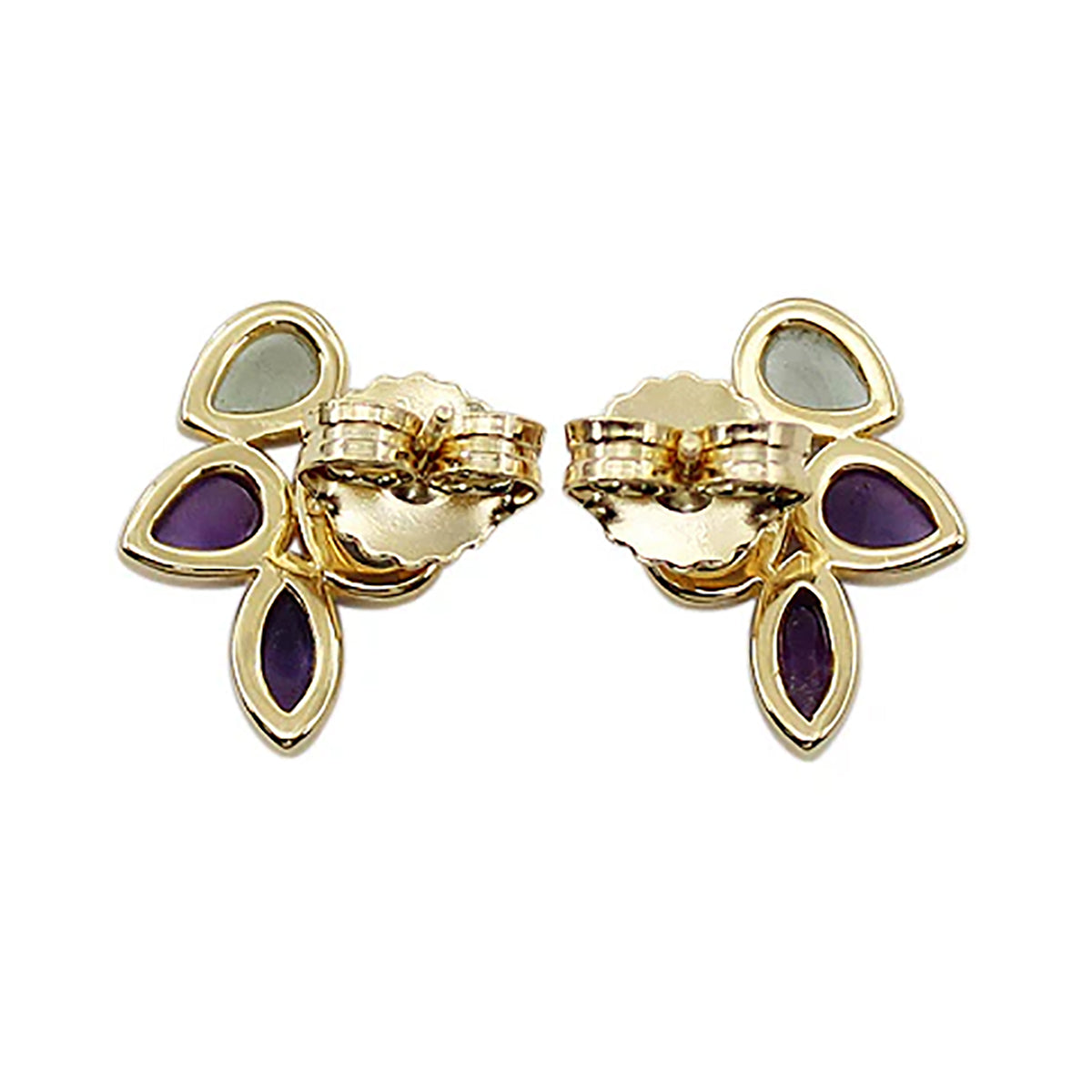 Sterling Silver & Gold Plated Multi-Gem Stud Earrings