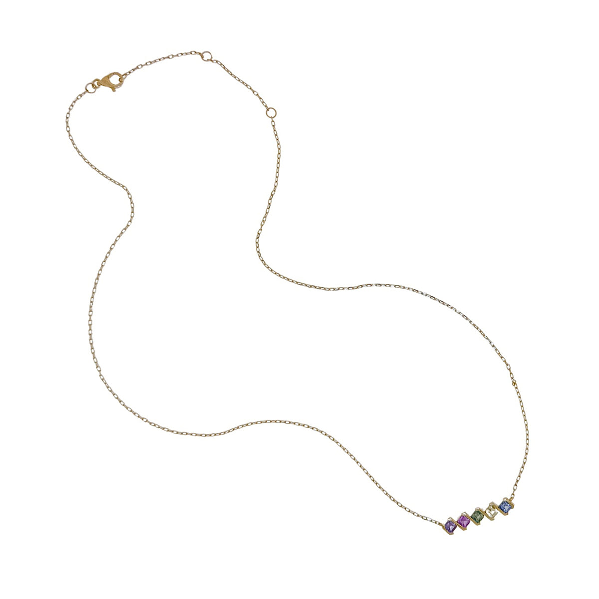 18ct Yellow Gold Multicoloured Sapphire Necklace