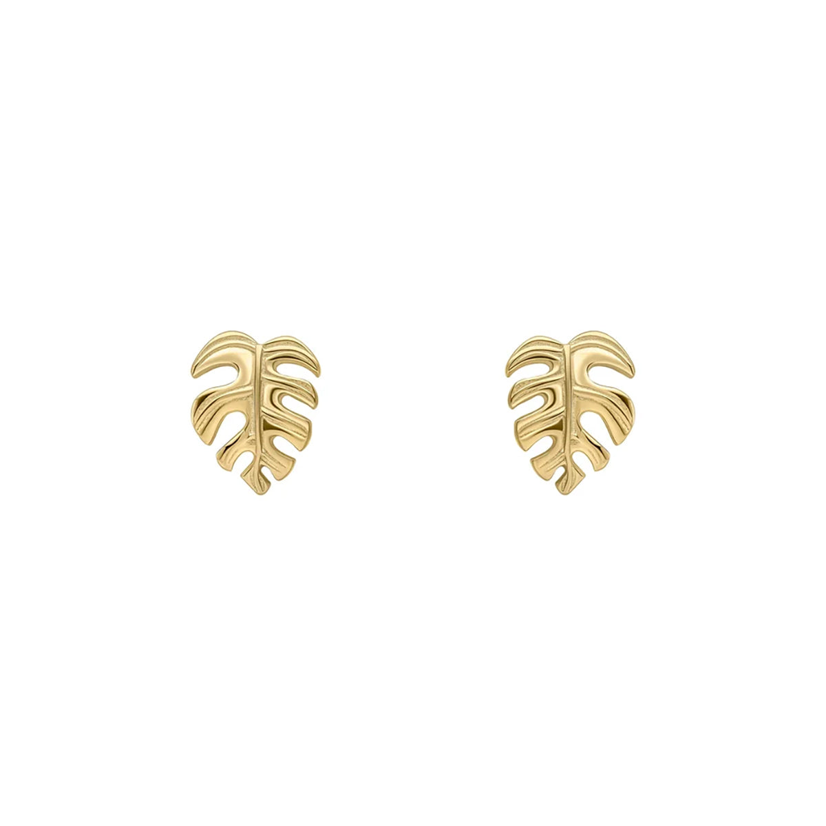 Sterling Silver & Gold Plated Palm Leaf Stud Earrings
