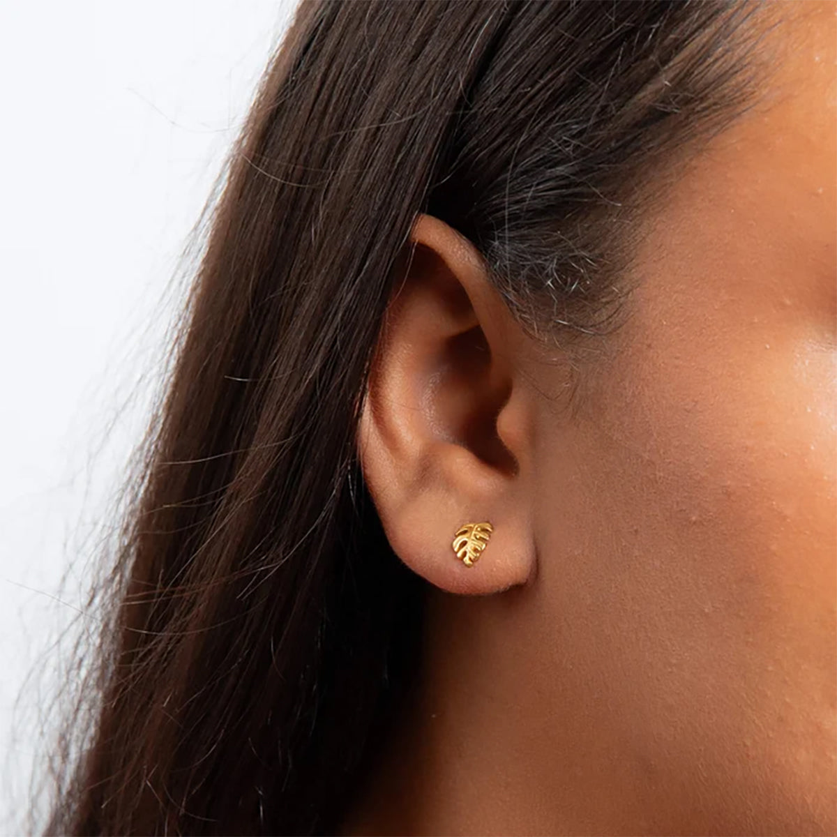 Sterling Silver & Gold Plated Palm Leaf Stud Earrings